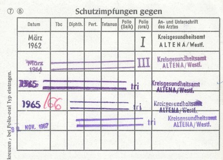 Vaccination record card, Germany, 1960, Europe, Impfpass, 1960, Deutschland, Europa