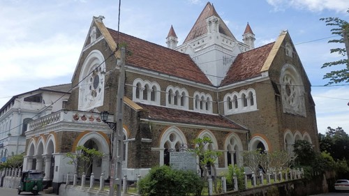 All Saints Church, church in Galle Fort with characteristic architecture and red roofs, Unesco