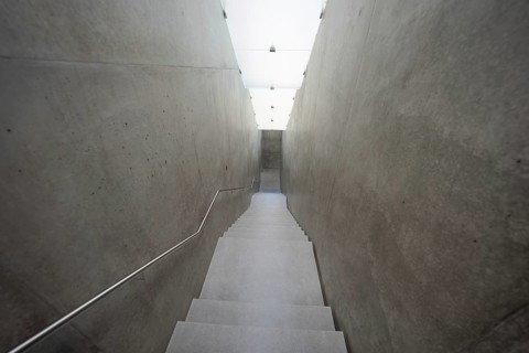 Concrete staircase with simple lines and modern lighting, Kunsthaus Bregenz, Vorarlberg, Austria