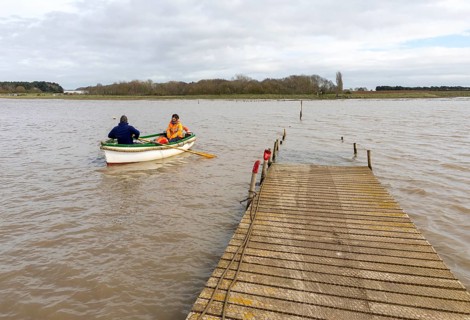 Butley River ferry operated by volunteers on the first day of the new season 4 April 2026, Suffolk,