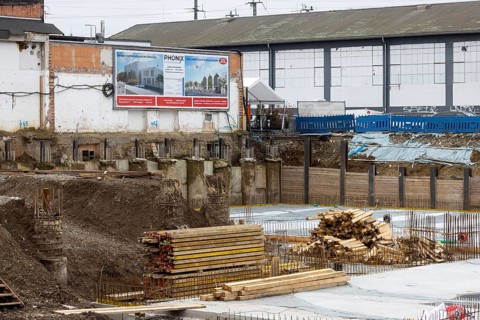 Construction site for the new central mosque in Feuerbach. The mosque association of the