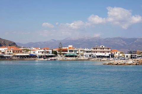 Coastal town of Gefyra, near the rock of Monemvasia, Monemvassia, Monemwassia, Monembasia, in the