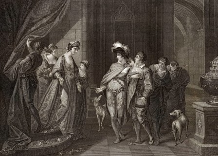 Das Gespräch zwischen König Edgar oder Eadgar von England, 944-975, und Elfrida oder Aelfthrith, um
