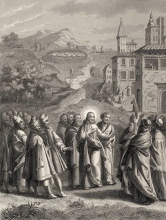 The Parable of the Lost Sheep, New Testament, steel engraving 1853, digitally restored