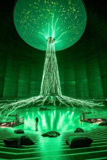 New exhibition at Gasometer Oberhausen, art sculpture The Tree, 40 meter high light installation,