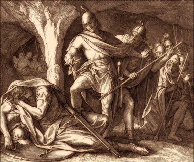 David Spares Saul's Life, Old Testament, by Julius Schnorr von Carolsfeld