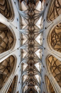 Ribbed vaulting, late Gothic vaulting in Überlingen Münster, parish church of St. Nikolaus,