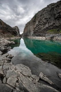 Stuðlagil Canyon, turquoise river between basalt columns, Egilsstadir, Iceland