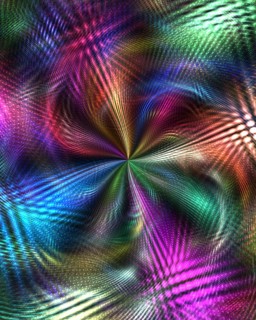 An abstract, digital art piece featuring a swirling vortex of vibrant, multicolored lights that