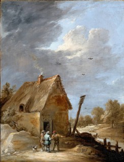 A street near a cottage, painting by David Teniers (baptised 15 December 1610 in Antwerp, died 25