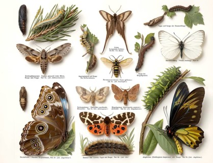 Display board butterflies, historical illustration, digitally manipulated, insects (Insecta),