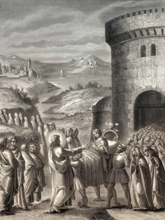 The raising of the son of the widow of Nain, New Testament, 1853, digitally restored