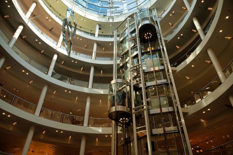 Interior view, glass dome of Karlspassage in the Breuninger department store, shopping center,