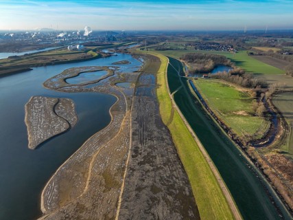 Haltern-Marl, North Rhine-Westphalia, Germany - Lippe, flood protection in the