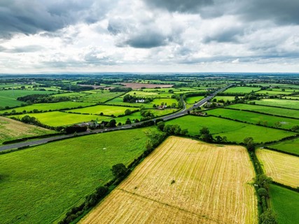 Farms and Fields over East Harlsey from a drone, North Yorkshire, England, United Kingdom