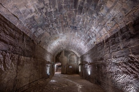 Historic rock cellar, laid out in the 17th century, market square, Lauf an der Pegnitz, Middle