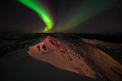 Northern Lights (Aurora borealis), Söröya, Finnmark, Norway, December 2018