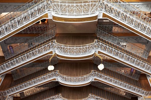 La Samaritaine, Art Nouveau luxury department store, Gustave Eiffel staircases, Paris, France