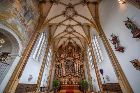 Baroque high altar, around 1676, church of the Assumption of Mary, late Gothic hall church, Erlach