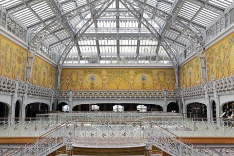 La Samaritaine, Art Nouveau luxury department store, historic glass dome with peacock fresco,