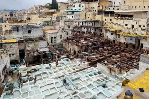 Chouwara tanning and dyeing district, Fez El Bali, Medina, UNESCO World Heritage Site, Fez, Morocco