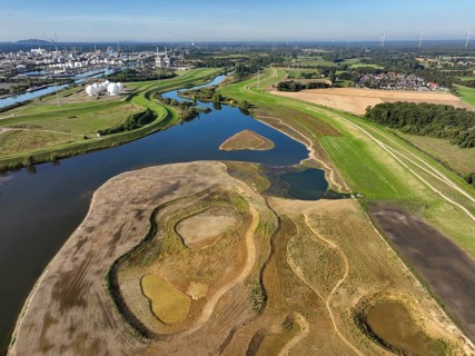 Haltern-Marl, North Rhine-Westphalia, Germany - Lippe, flood protection in the