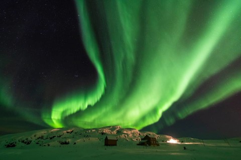 Northern Lights (Aurora borealis), Hasvik, Söröya, Finnmark, Norway, February 2019
