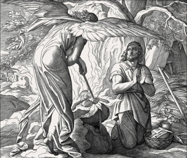 Gideon with the Angel of the Lord, Old Testament, by Julius Schnorr von Carolsfeld, 1860