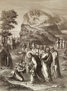 Jesus cleansing a leper, Miracle of Jesus, 1853, digitally restored