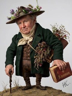The naturalist Alexander von Humboldt, cartoon, explorer, geography, hisorial personality,