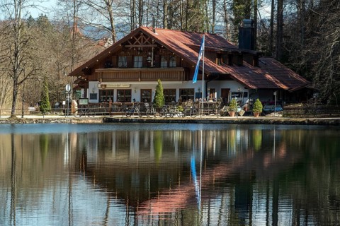 Waldwirtschaft am Mittersee, Füssen, Allgäu, Bavaria, Germany