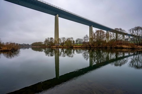 The Mintarder Ruhr Valley Bridge, A52 motorway bridge between Essen and Düsseldorf, longest steel