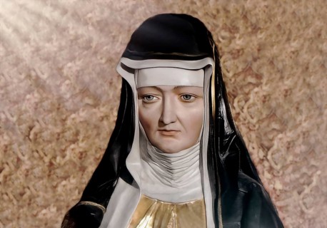 Figure of Hildegard of Bingen, Sibyl of the Rhine, 1098 – 1179, German Benedictine abbess and