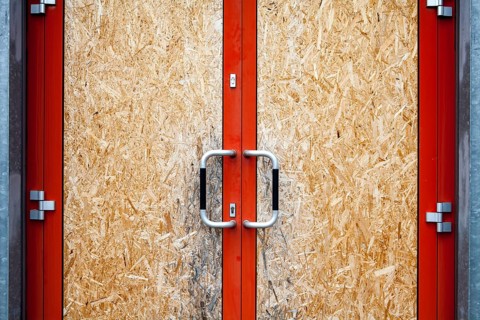 Front door secured with a chipboard, Germany