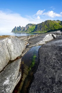 Tidal pools, rocky coast of Tungeneset, Devil's Teeth, Devil's Teeth, Okshornan, Ersfjorden, Senja