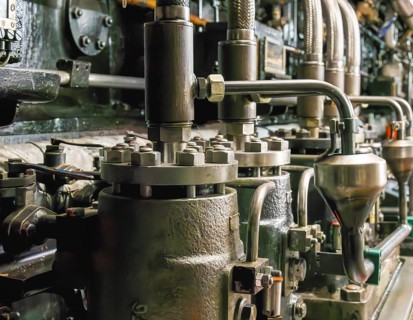 Detailed photos from the engine room of the former freighter Cap San Diego, museum ship in the Port