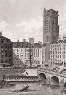 The Place du Châtelet, Paris, antique steel engraved print, 1831