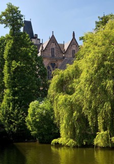 The River Lahn with the Old University, Marburg, Hesse, Germany