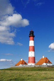 The lighthouse of Westerhever near St. Peter Ording, Westerheversand, Schleswig-Holstein, Federal