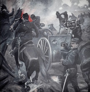 1st World War, French reserve artillery is prevented by German barrage from bringing help to the