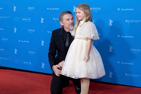 Ethan Hawke and Avy Berry on the Red Carpet in front of the premiere of The Weight at the Berlinale