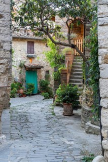 View of a little Street in the little wine town of Montefioralle, Chianti, Florence, Firenze,