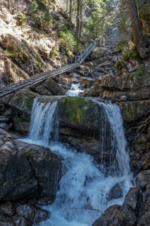 Hiking trail in Gaissalptobel with Gaissalpbach waterfall, Reichenbach, Oberstdorf, Oberallgäu,