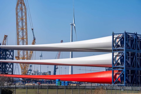 The seaport of Eemshaven, Julianahaven Basin, is where the components, rotors, tower components,