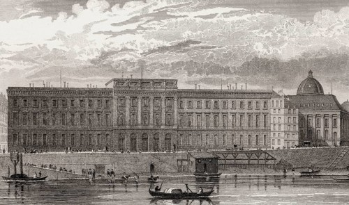 The hôtel des Monnaies, Paris, antique steel engraved print, 1831