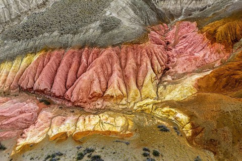 Colorful rock formation Tierra de Colores, Parque Patagonia Argentina, Park Patagonia Argentina,