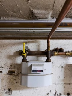 Gas meter in a cellar in Düsseldorf, Germany