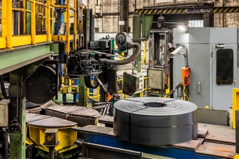ThyssenKrupp hot rolling mill, fully packaged coil, Hohenlimburg, Hagen, North Rhine-Westphalia,