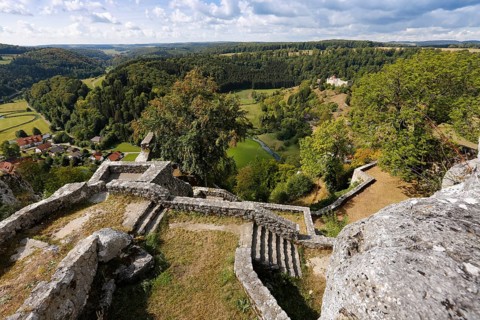 Castle ruins of Hohengundelfingen, ruins of a medieval hilltop castle, former headquarters of the
