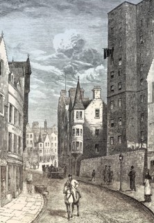 Cockburn Street and the back of the Royal Exchange, Edinburgh, Scotland, 19th century